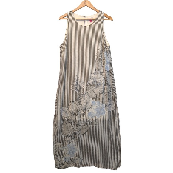 Vince Camuto Dresses & Skirts - Vince Camuto Womens Striped Floral Sleeveless Maxi Dress Black White Blue Large